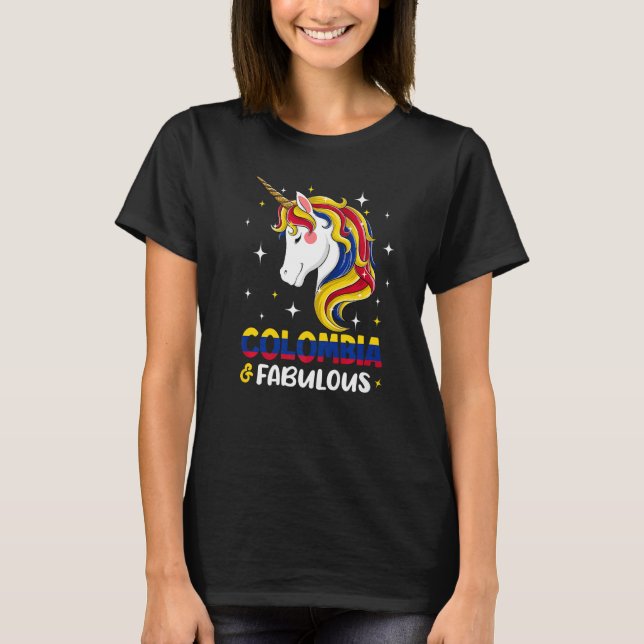 Camiseta Mujeres de Unicornio de la bandera colombiana chic (Anverso)