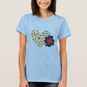 Camiseta  Mujeres de verano Flor de margarita Corazón 