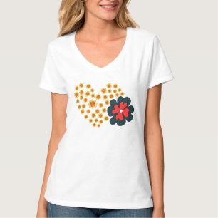 Camiseta Mujeres de Verano Flor de Margarita Corazón 