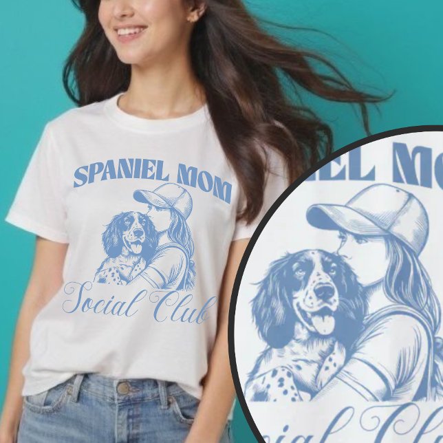 Camiseta Mujeres del Club Social de la Madre del Perro Ingl (English Springer Spaniel Dog Mom Social Club Women T-Shirt.)