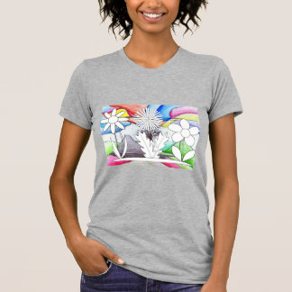 Camiseta mujeres dibujando camisas de flores de colores