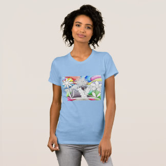 Camiseta mujeres dibujando camisas de flores de colores