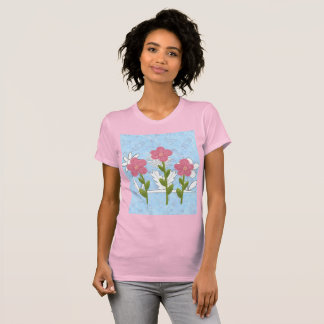 Camiseta mujeres dibujando camisas de flores de colores