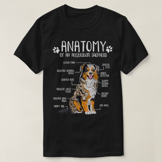 Camiseta Mujeres divertidas anatomía Pastora Australiana Lo (Diseño del anverso)