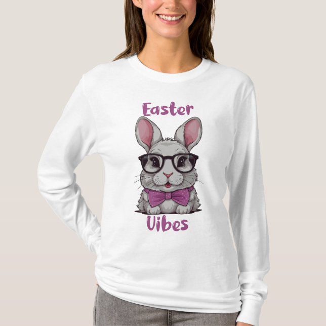 Camiseta Mujeres divertidas de Pascua Vibes Bunny (Anverso)