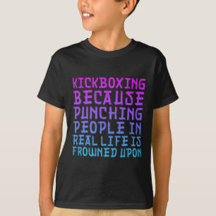 Camiseta Mujeres Divertidas Kickboxing Golpear a la Gente E
