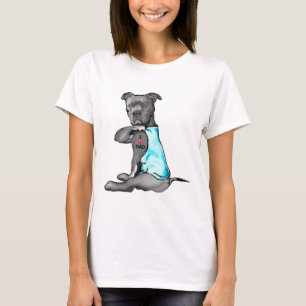 Camiseta Mujeres divertidas regalos Perro Pitbull Amo Papá 