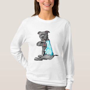 Camiseta Mujeres divertidas regalos Perro Pitbull Amo Papá 