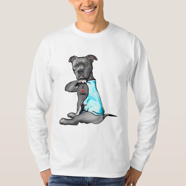 Camiseta Mujeres divertidas regalos Perro Pitbull Amo Papá  (Anverso)