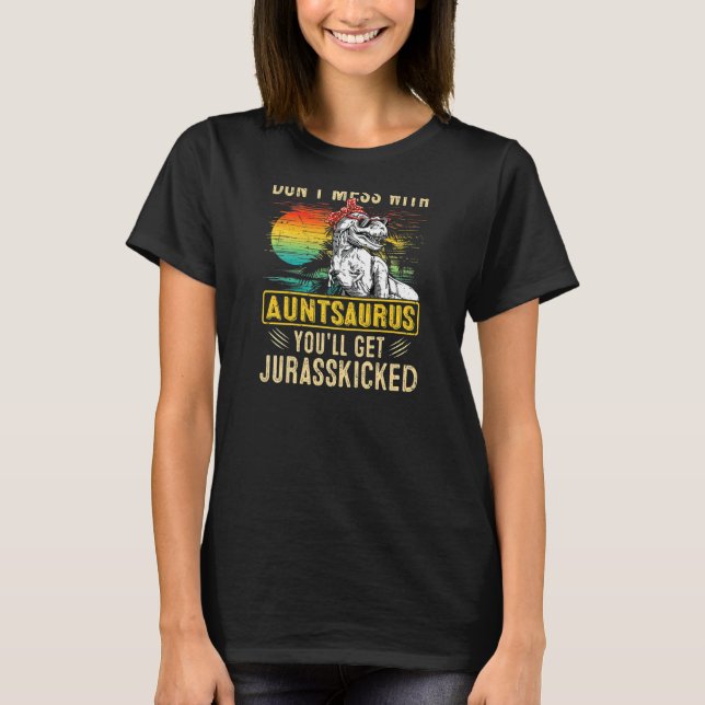Camiseta Mujeres divertidas Retro Auntsaurus Dinosaur Rex M (Anverso)