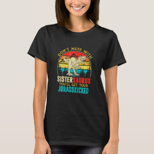 Camiseta Mujeres divertidas Retro Sistersaurus Dinosaur Rex