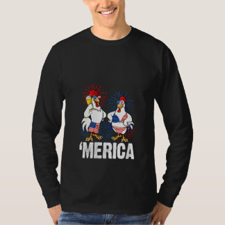 Camiseta Mujeres divertido 4 de julio pollo cerveza bebiend