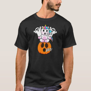 Camiseta Mujeres Divertido Boo Yoga Unicornio Con Fantasma