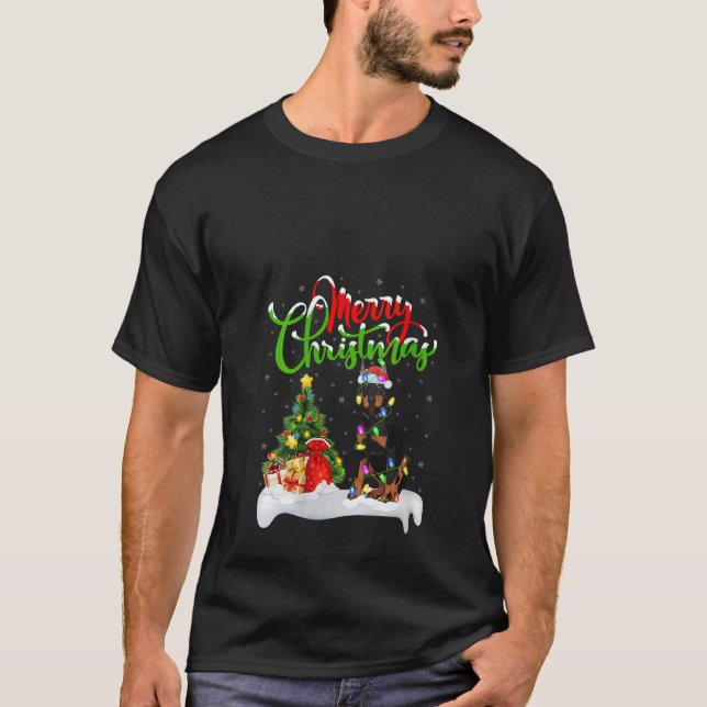 Camiseta Mujeres Divertido Doberman Amante Perros Navidad I (Anverso)