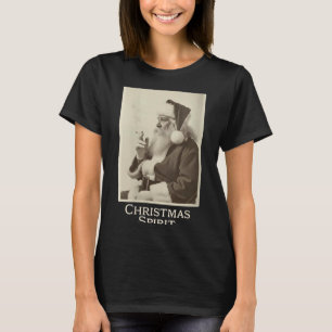 Camiseta Mujeres Divertido Santa Claus Fumando Navidad Vint