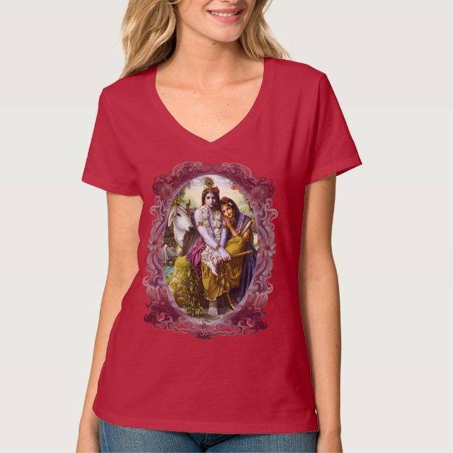 Camiseta Mujeres divinas de los pares Radha y de Krishna (Anverso)