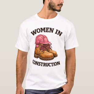 Camiseta Mujeres en Botas de Trabajo de Construcción y Casc