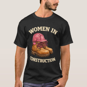 Camiseta Mujeres en Botas de Trabajo de Construcción y Casc