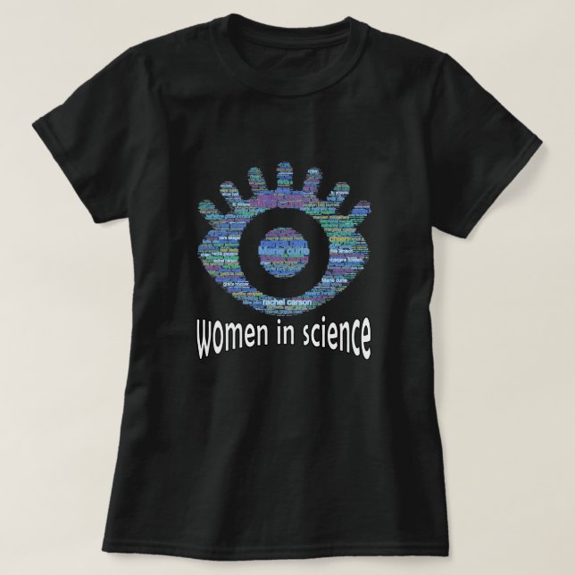 Camiseta Mujeres En Ciencia Chicas Diseño Relleno De Palabr (Diseño del anverso)
