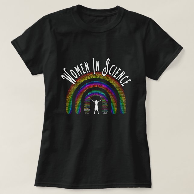 Camiseta Mujeres En Ciencia Rainbow Word Fill Design (Diseño del anverso)