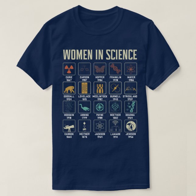 Camiseta Mujeres en el diseño científico de la historia de  (Diseño del anverso)