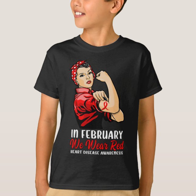 Camiseta Mujeres En Febrero Usamos Rojo - Enfermedades Del  (Anverso)