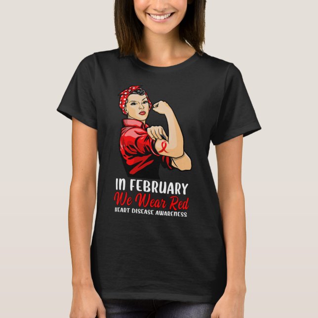 Camiseta Mujeres En Febrero Usamos Rojo - Enfermedades Del  (Anverso)