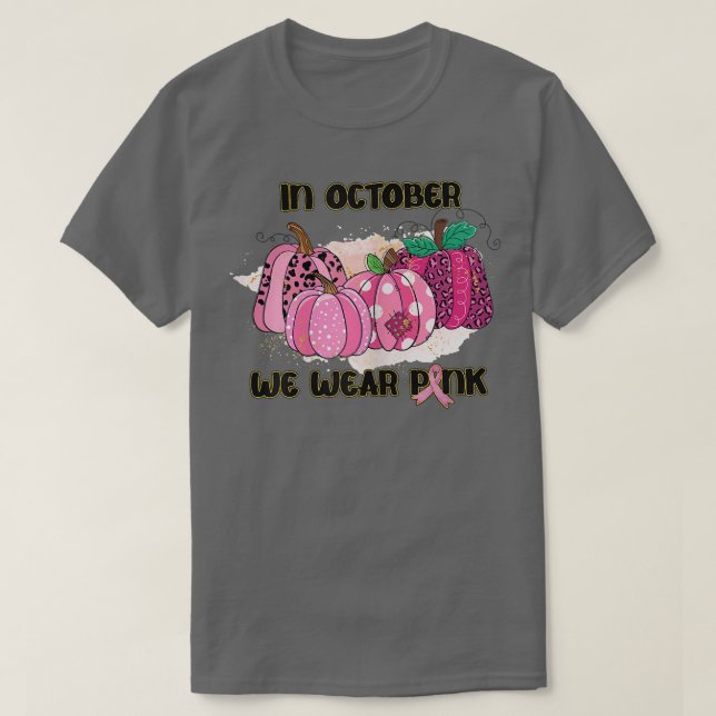 Camiseta Mujeres En Octubre Usamos Calabaza De Cáncer De Ma (Diseño del anverso)