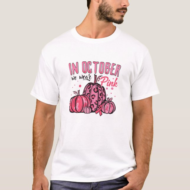 Camiseta Mujeres En Octubre Usamos Calabaza De Leopardo Ros (Anverso)