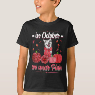 Camiseta Mujeres En Octubre Usamos Ropa Rosa De Cinta Husky