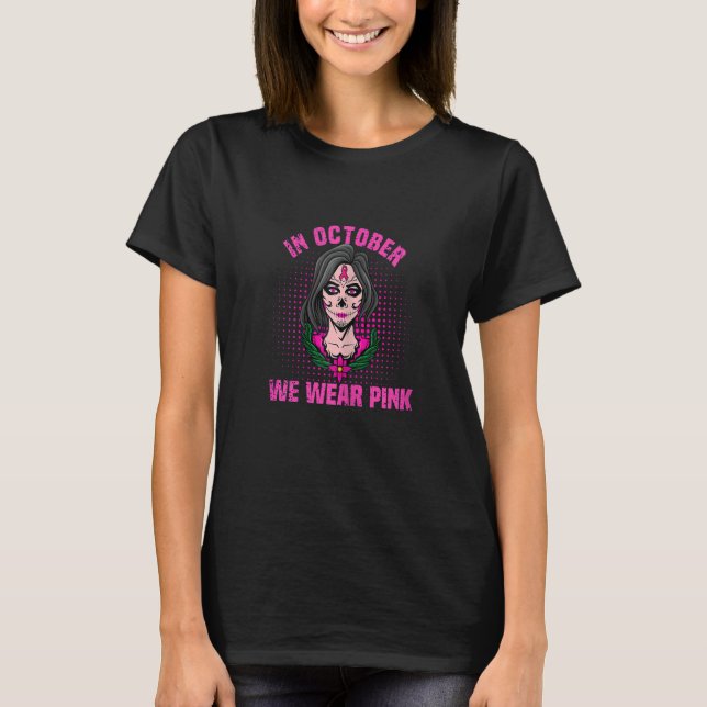 Camiseta Mujeres En Octubre usamos una mujer guapa rosada (Anverso)