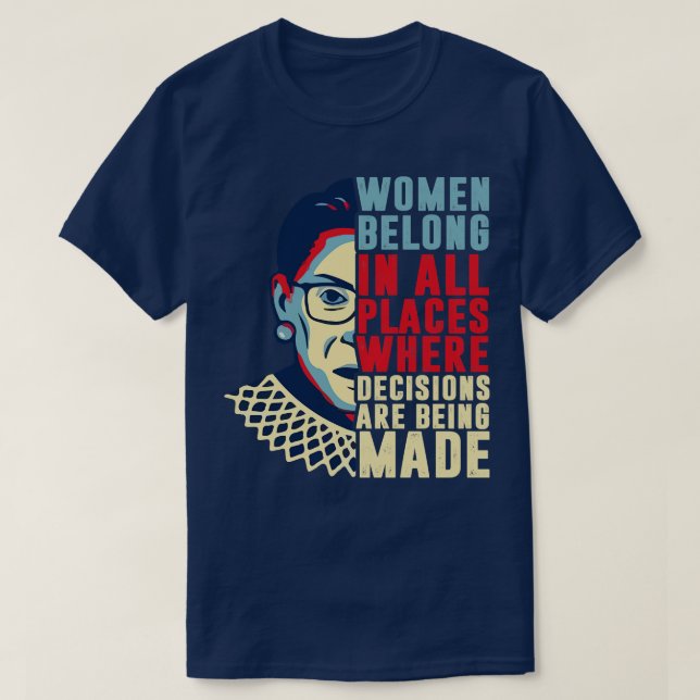 Camiseta Mujeres en todos los lugares donde las decisiones  (Diseño del anverso)