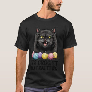 Camiseta Mujeres Es ganchillo no punto Gato negro divertido