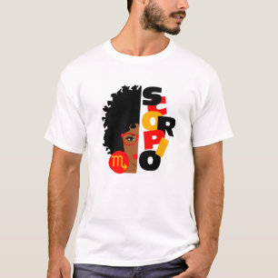 Camiseta Mujeres Escorpio Chica África Chica Rótulos Zodiac