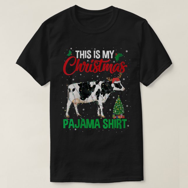 Camiseta Mujeres Esta Es Mi Navidad Pajama Cow Lover Sant (Diseño del anverso)