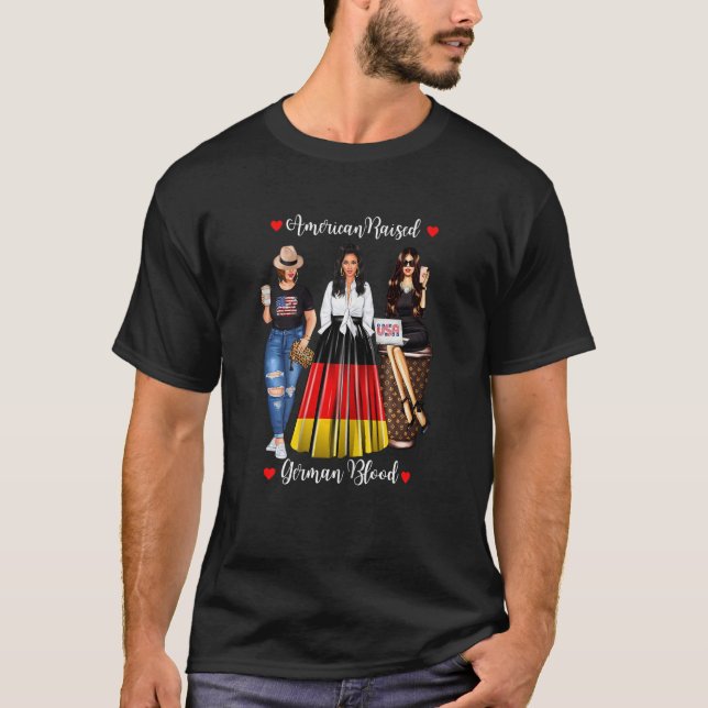 Camiseta Mujeres Estadounidenses Elevaron La Bandera Aleman (Anverso)