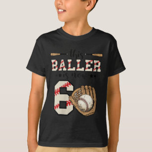 Camiseta Mujeres Este Baller Es Hoy Día De Béisbol De 6 Año