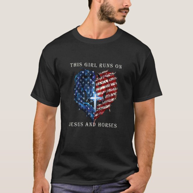 Camiseta Mujeres Este Chica Corre Sobre Jesús Y Caballos De (Anverso)