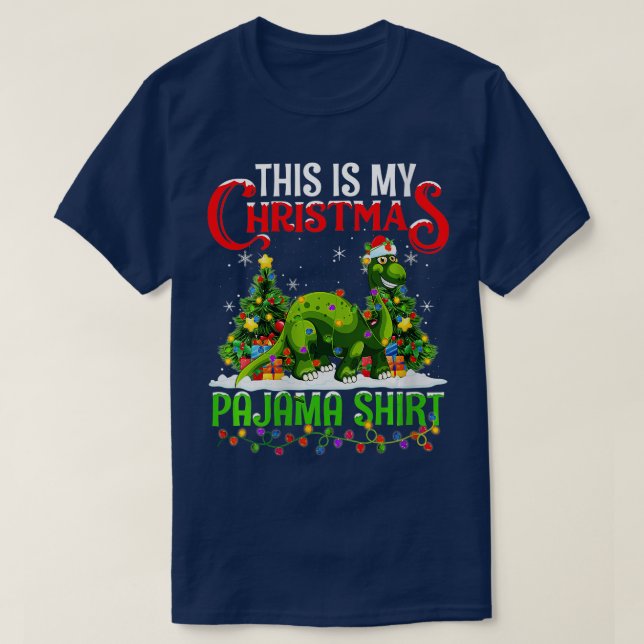 Camiseta Mujeres Este Es Mi Navidad Pajama Brontosaurus C (Diseño del anverso)