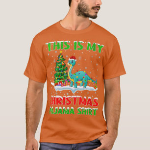 Camiseta Mujeres Este Es Mi Navidad Pajama Brontosaurus C