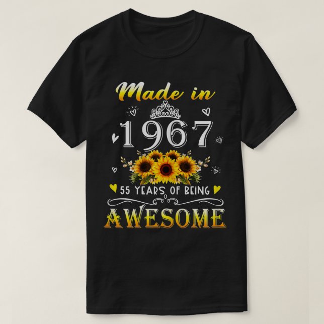 Camiseta Mujeres Fabricadas En 1967 Sunflower 55th Bday 55  (Diseño del anverso)