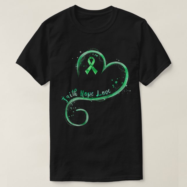 Camiseta Mujeres Fe Esperanza Amor Cinta Verde Enfermedad d (Diseño del anverso)