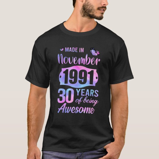 Camiseta Mujeres Felices 30 Años De Los Nacidos En Novemba (Anverso)