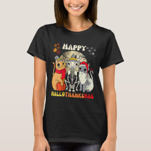 Camiseta Mujeres felices Hallothanksmas gatos Halloween Tha