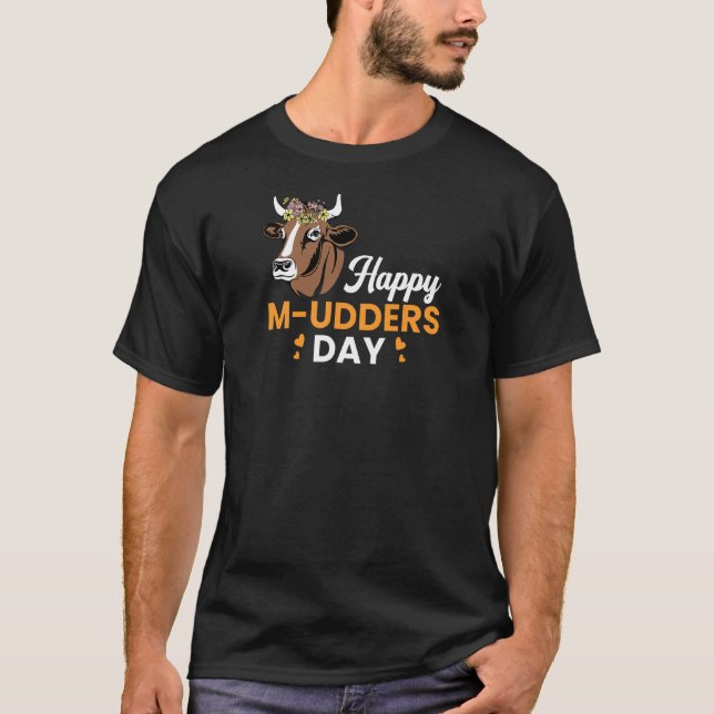 Camiseta Mujeres Feliz Día de M Udders Día de la Madre Cow  (Anverso)