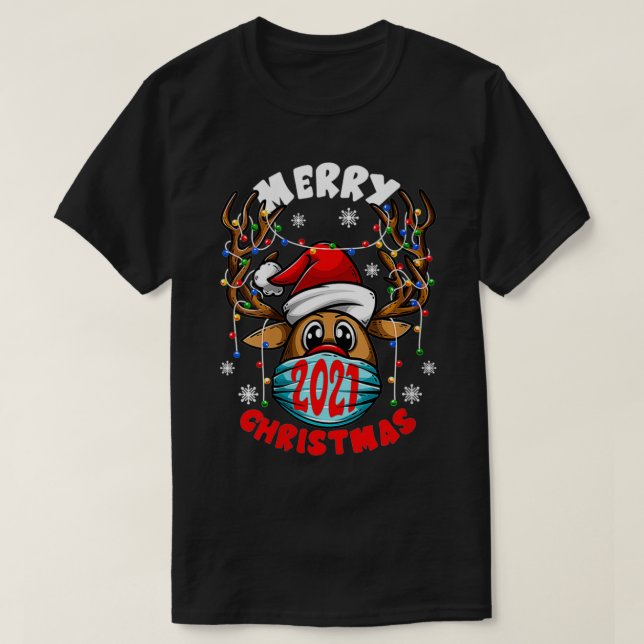 Camiseta Mujeres Feliz Navidad 2021 Reno De Rudolph En Mamá (Diseño del anverso)