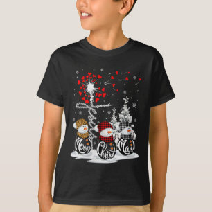 Camiseta Mujeres Feliz Navidad Snowman Leopard Búfalo Rojo