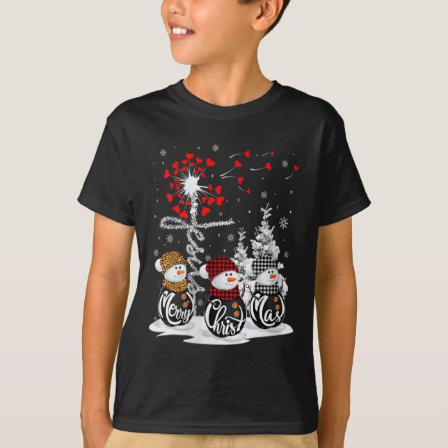 Camiseta Mujeres Feliz Navidad Snowman Leopard Búfalo Rojo (Anverso)
