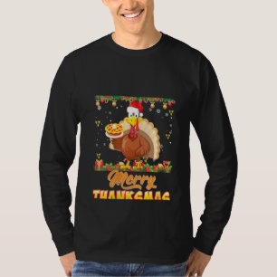 Camiseta Mujeres Feliz Thanksmas Turkey Santa Elf Thanksgiv