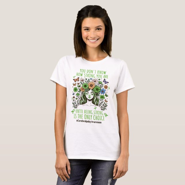 Camiseta Mujeres Florales Fuerte Apoyo a la Parálisis Cereb (Anverso completo)